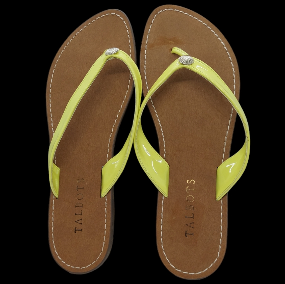 Talbots Mari Yellow Patent Thong Sandals Women's Size 8 - Picture 2 of 7